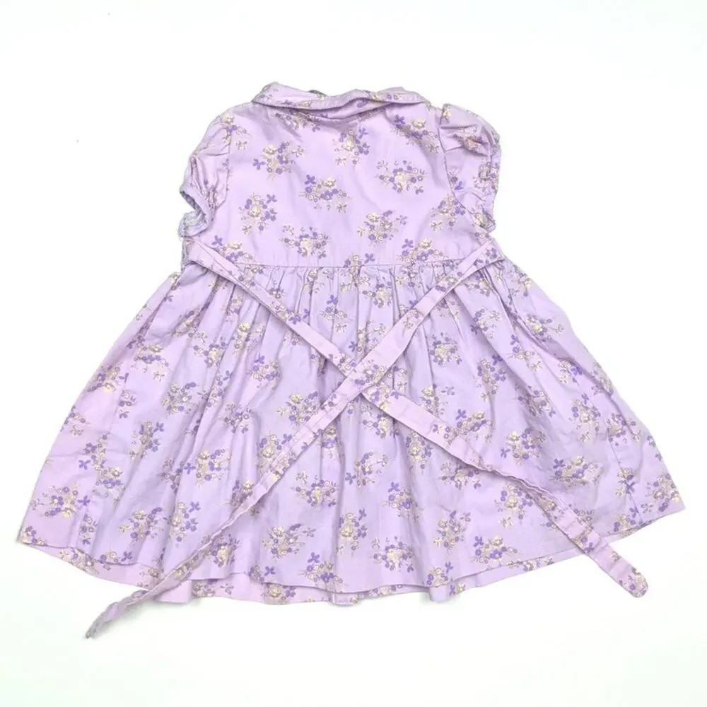 Vintage Laura Ashley Dress Baby Girls Size 6m Lavender Floral Smocked